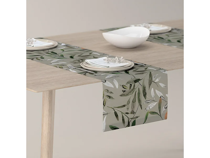 TISCHLÄUFER Eden, grau und grün, 40x130 cm