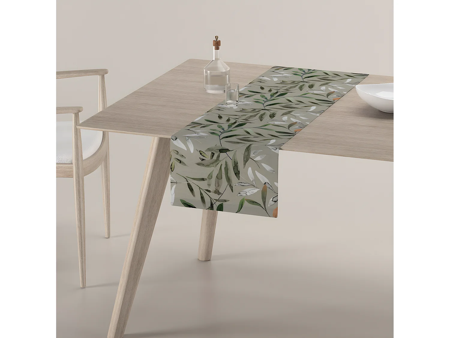 TISCHLÄUFER Eden, grau und grün, 40x130 cm