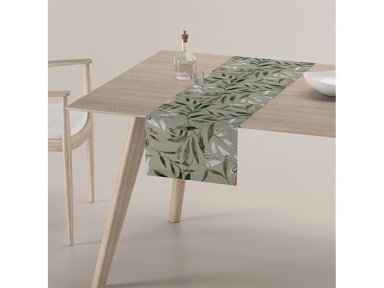 TISCHLÄUFER Eden, grau und grün, 40x130 cm
