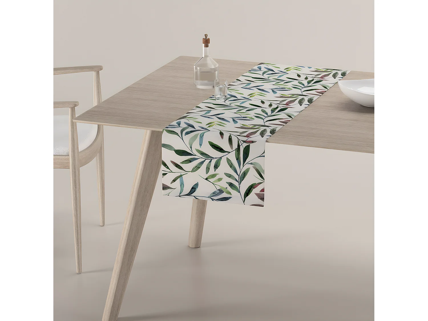 TISCHLÄUFER Eden, weiß und grün, 40x130 cm