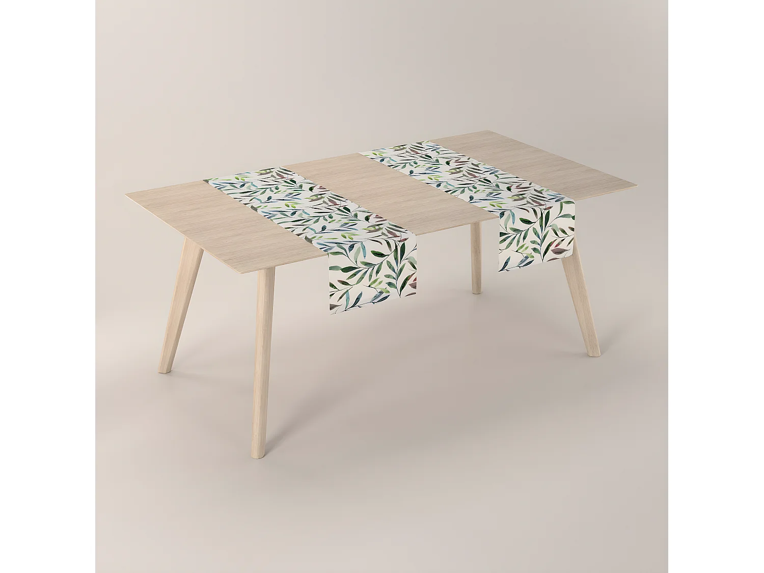 TISCHLÄUFER Eden, weiß und grün, 40x130 cm