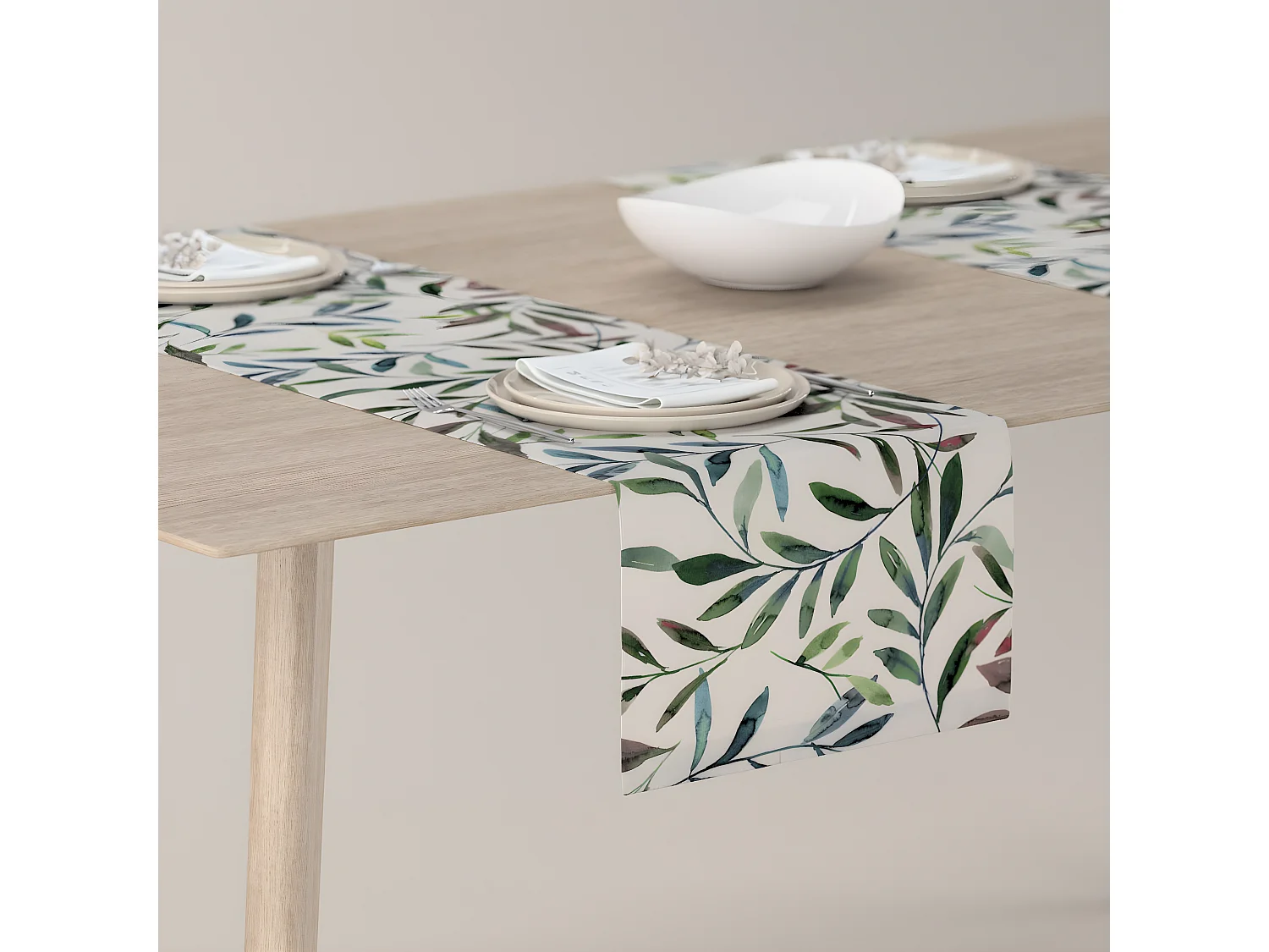 TISCHLÄUFER Eden, weiß und grün, 40x130 cm