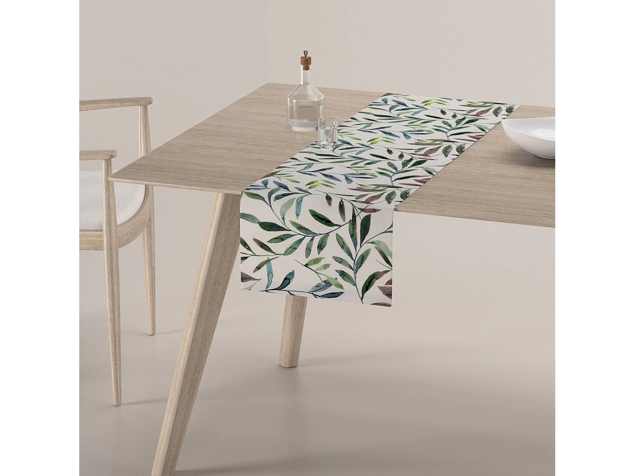 TISCHLÄUFER Eden, weiß und grün, 40x130 cm