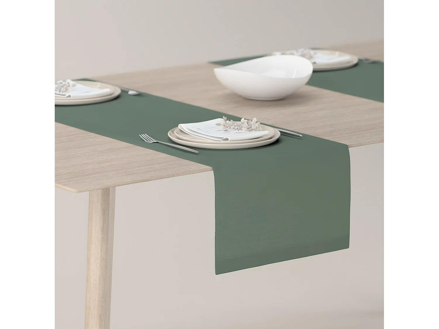 TISCHLÄUFER Leinen, grün, 40x130 cm