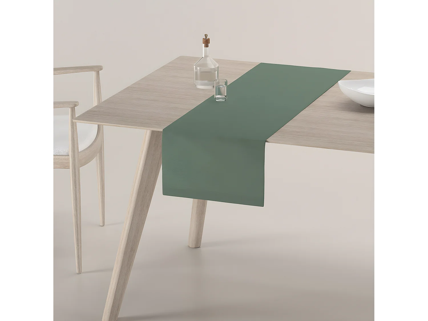 TISCHLÄUFER Leinen, grün, 40x130 cm