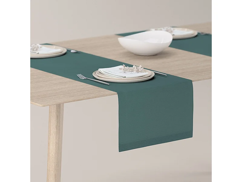 TISCHLÄUFER Leinen, smaragdgrün, 40x130 cm