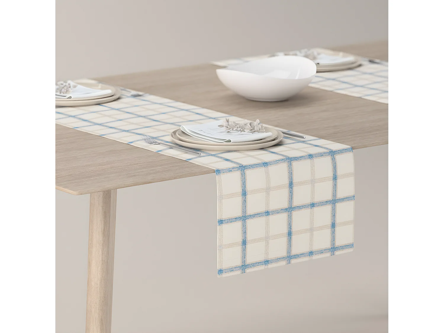 TISCHLÄUFER Avinon, weiß und blau, 40x130 cm