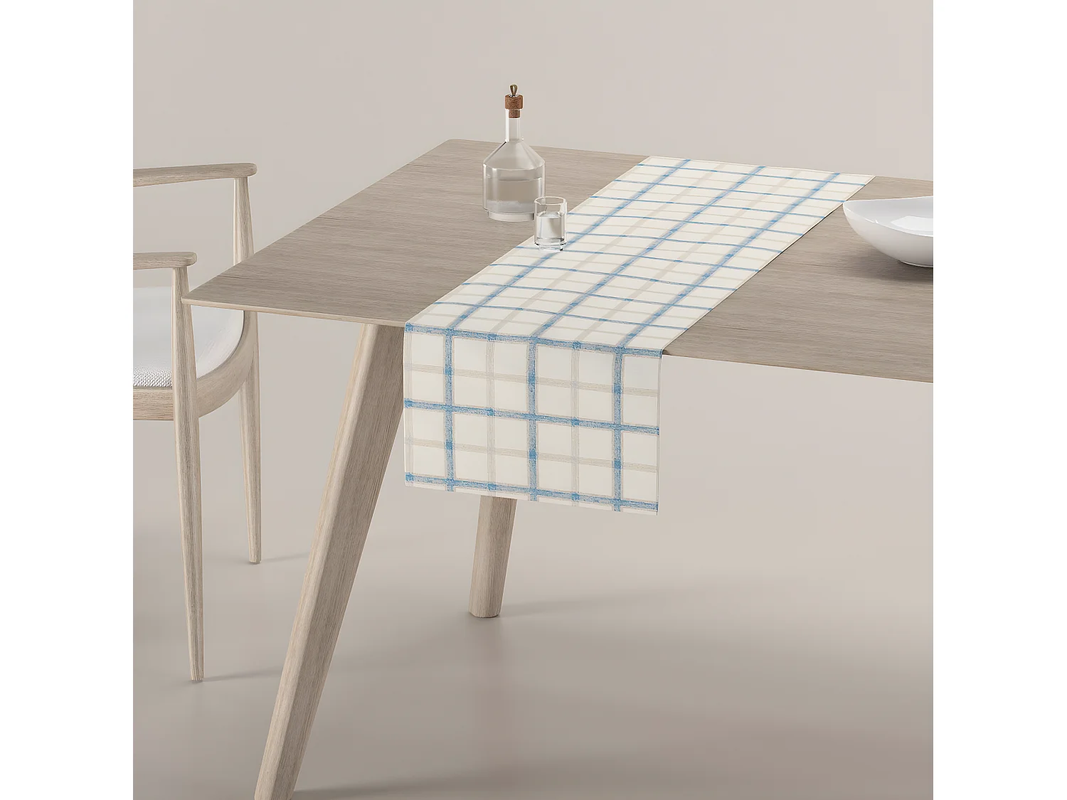 TISCHLÄUFER Avinon, weiß und blau, 40x130 cm