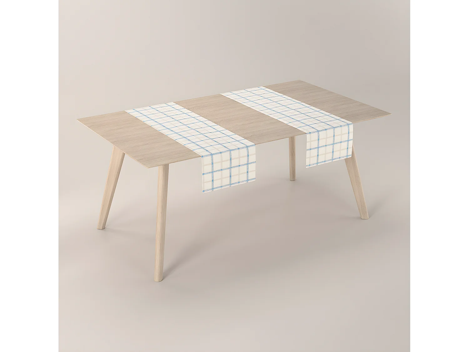 TISCHLÄUFER Avinon, weiß und blau, 40x130 cm