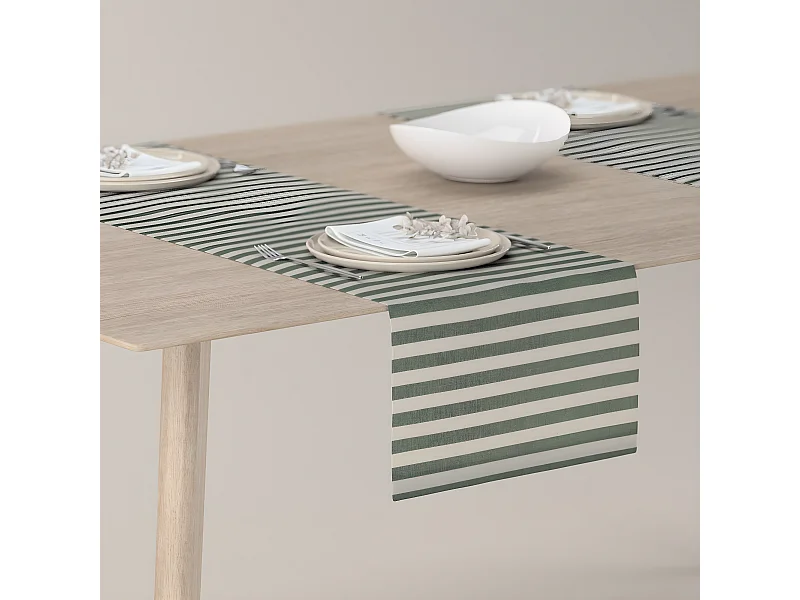 TISCHLÄUFER Quadro, grün und ecru, 40x130 cm