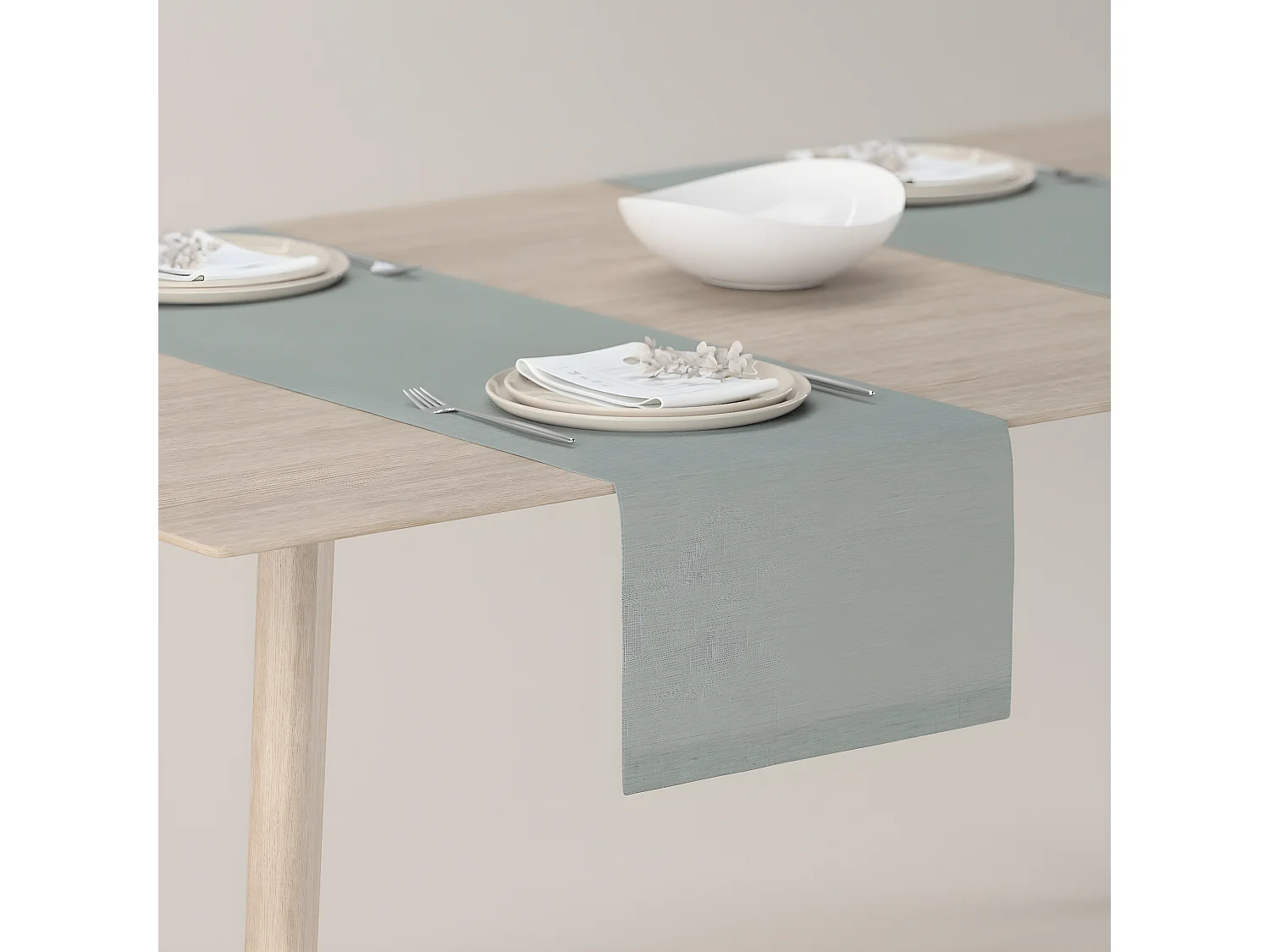 TISCHLÄUFER Leinen, grau, 40x130 cm