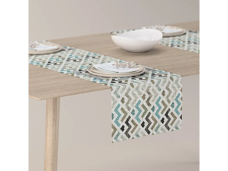 TISCHLÄUFER Modern Zick-Zack blau, 40x130 cm