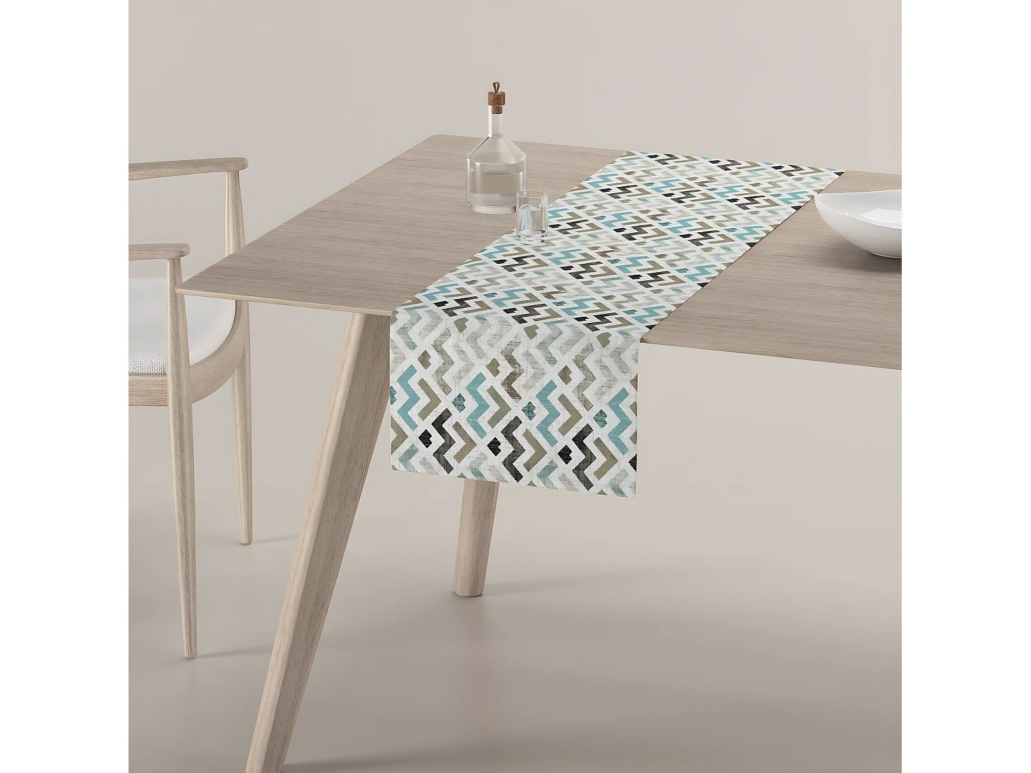 TISCHLÄUFER Modern Zick-Zack blau, 40x130 cm