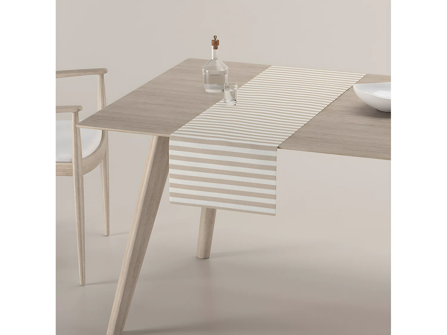 TISCHLÄUFER Quadro, braun und weiß, 40x130 cm