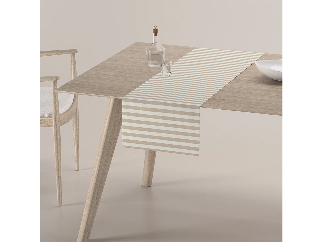 TISCHLÄUFER Quadro, braun und weiß, 40x130 cm