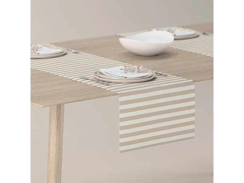 TISCHLÄUFER Quadro, braun und weiß, 40x130 cm