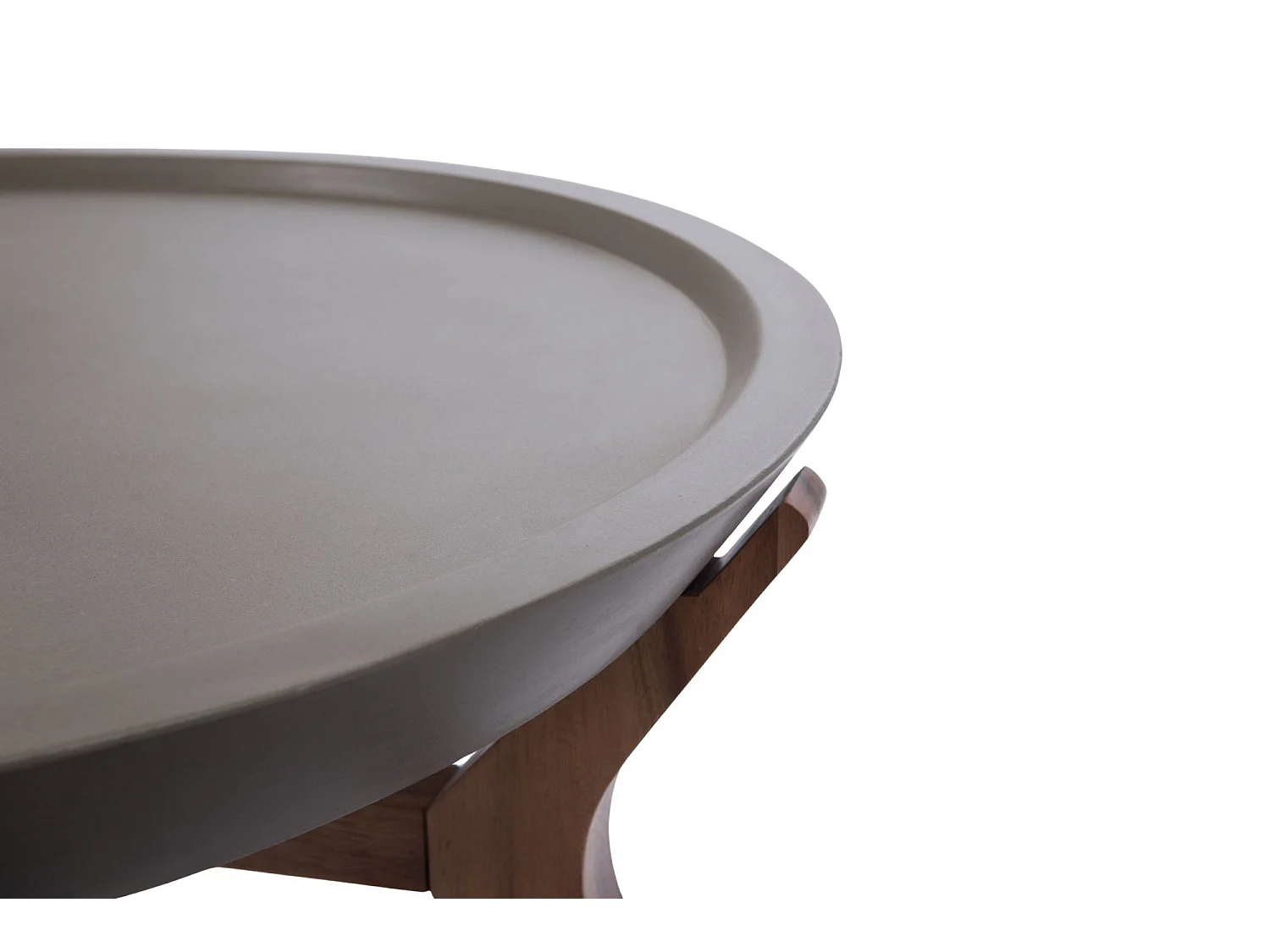 Table basse ronde en béton gris et pieds en acacia D80 - SALAZIE