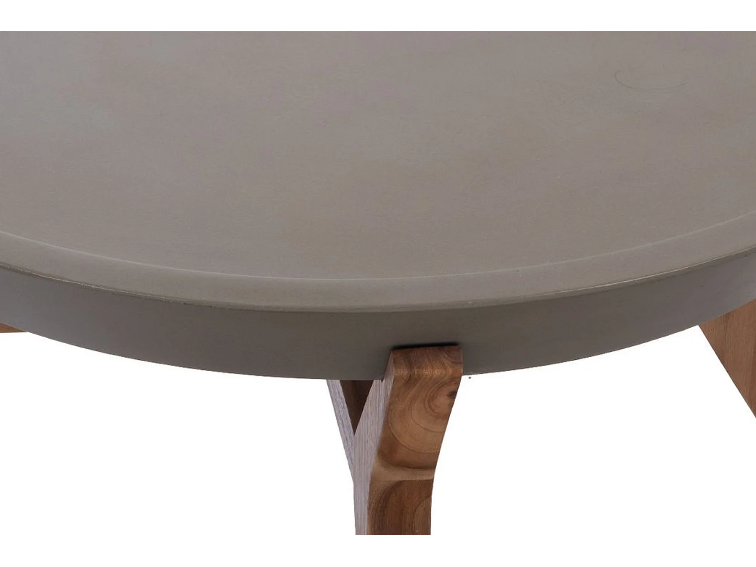 Table basse ronde en béton gris et pieds en acacia D80 - SALAZIE