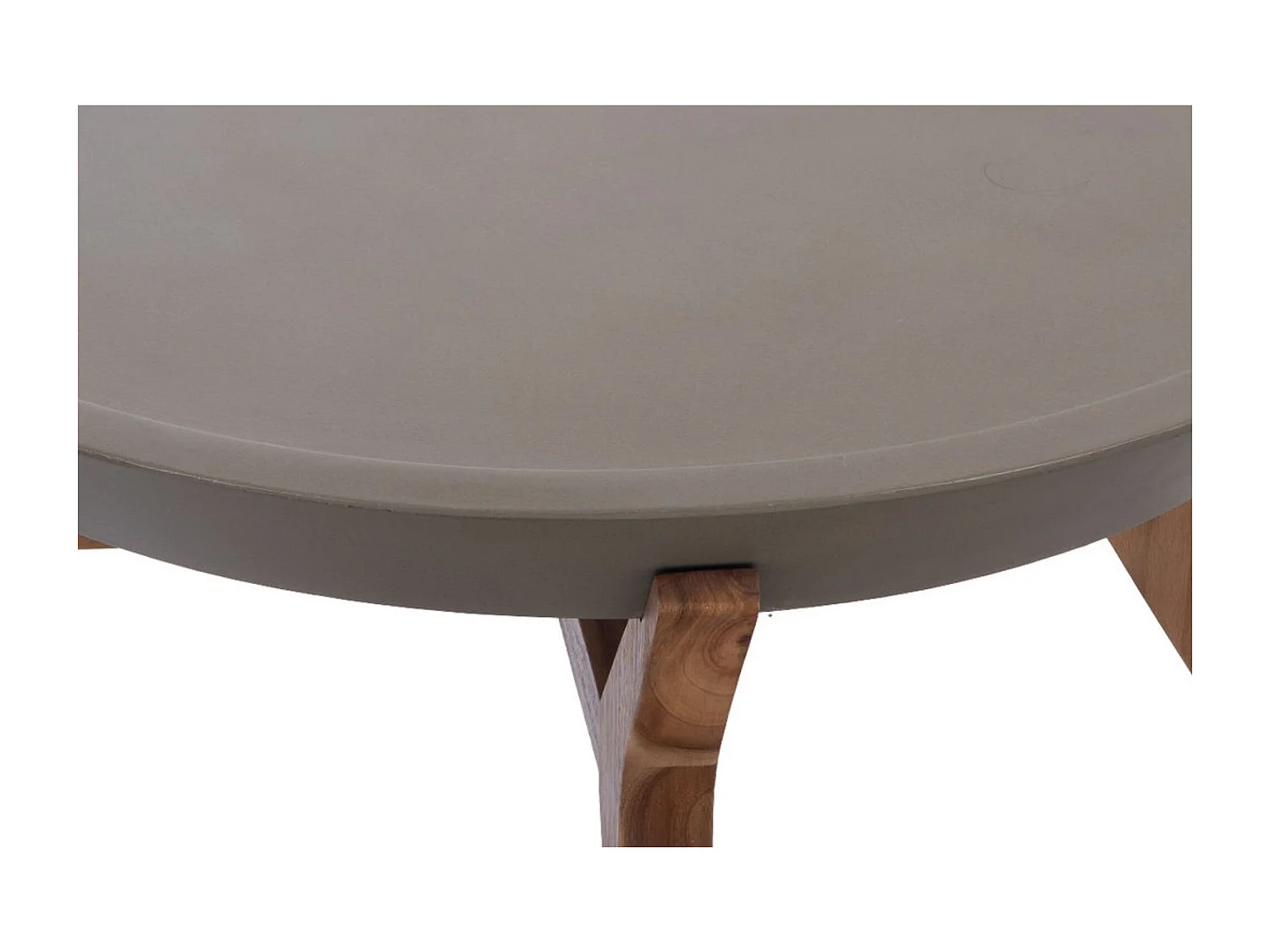 Table basse ronde en béton gris et pieds en acacia D80 - SALAZIE