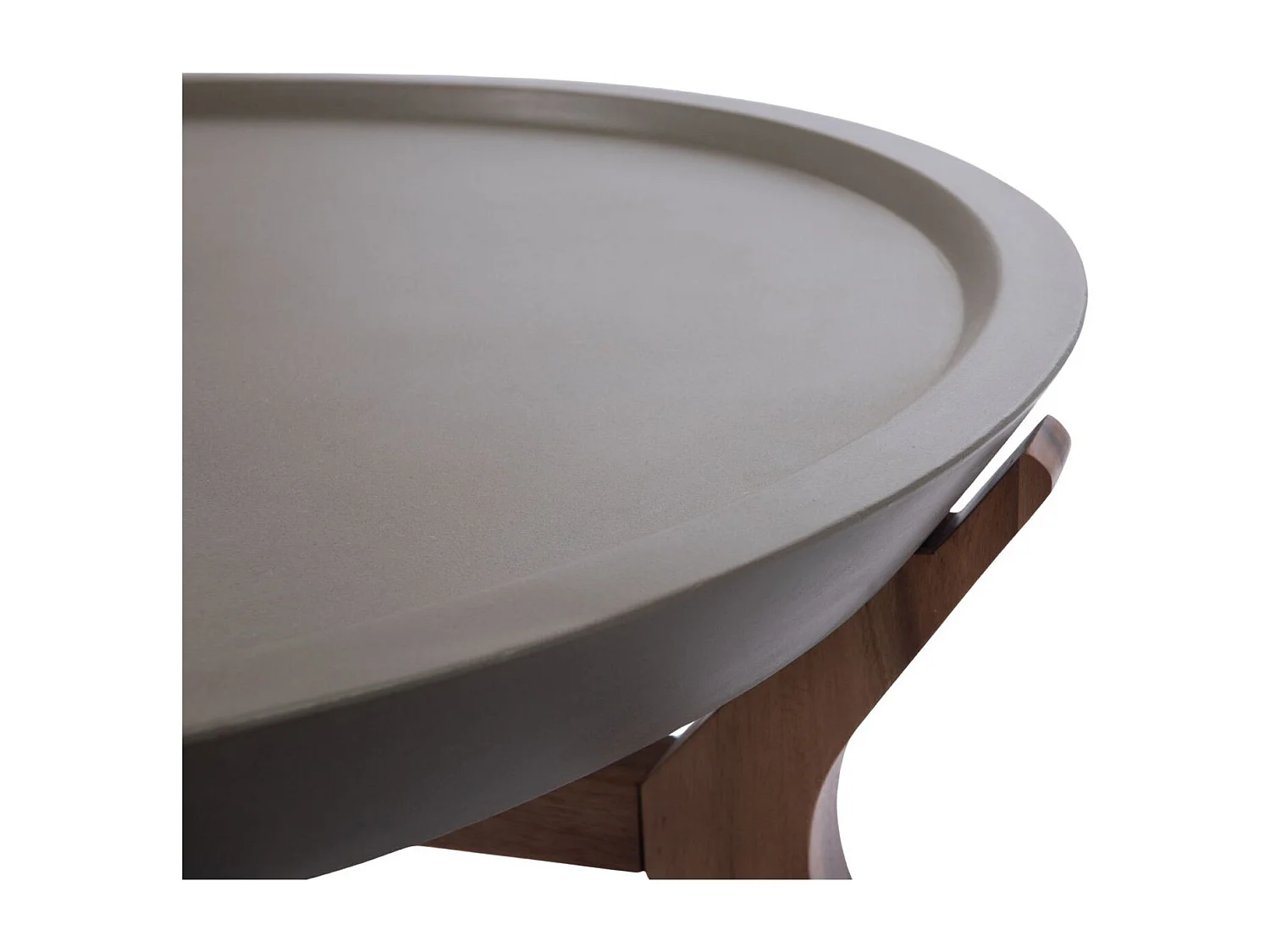 Table basse ronde en béton gris et pieds en acacia D80 - SALAZIE