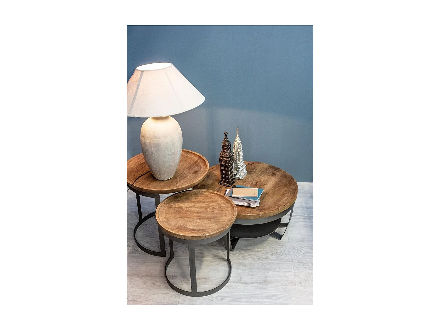 Table basse ronde en bois et métal D65 - COSTALE