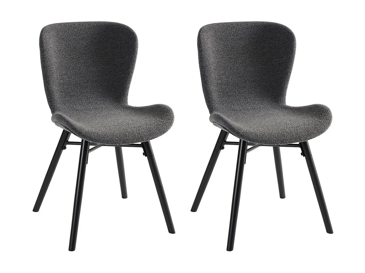 Chaises tissu bouclette gris anthracite et bois chêne (lot de 2) - MATILDA