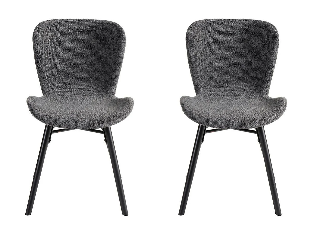 Chaises tissu bouclette gris anthracite et bois chêne (lot de 2) - MATILDA