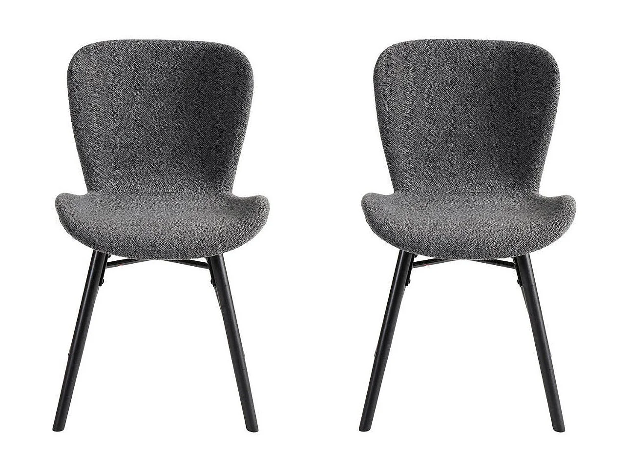 Chaises tissu bouclette gris anthracite et bois chêne (lot de 2) - MATILDA