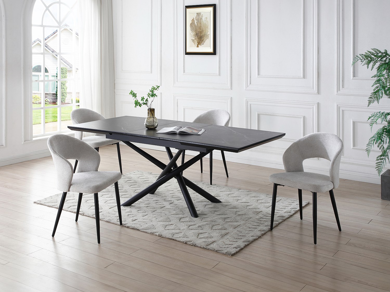 Vente-unique Stuhl 6er-Set - Stoff & Schwarzes Metall - Grau - Niyama