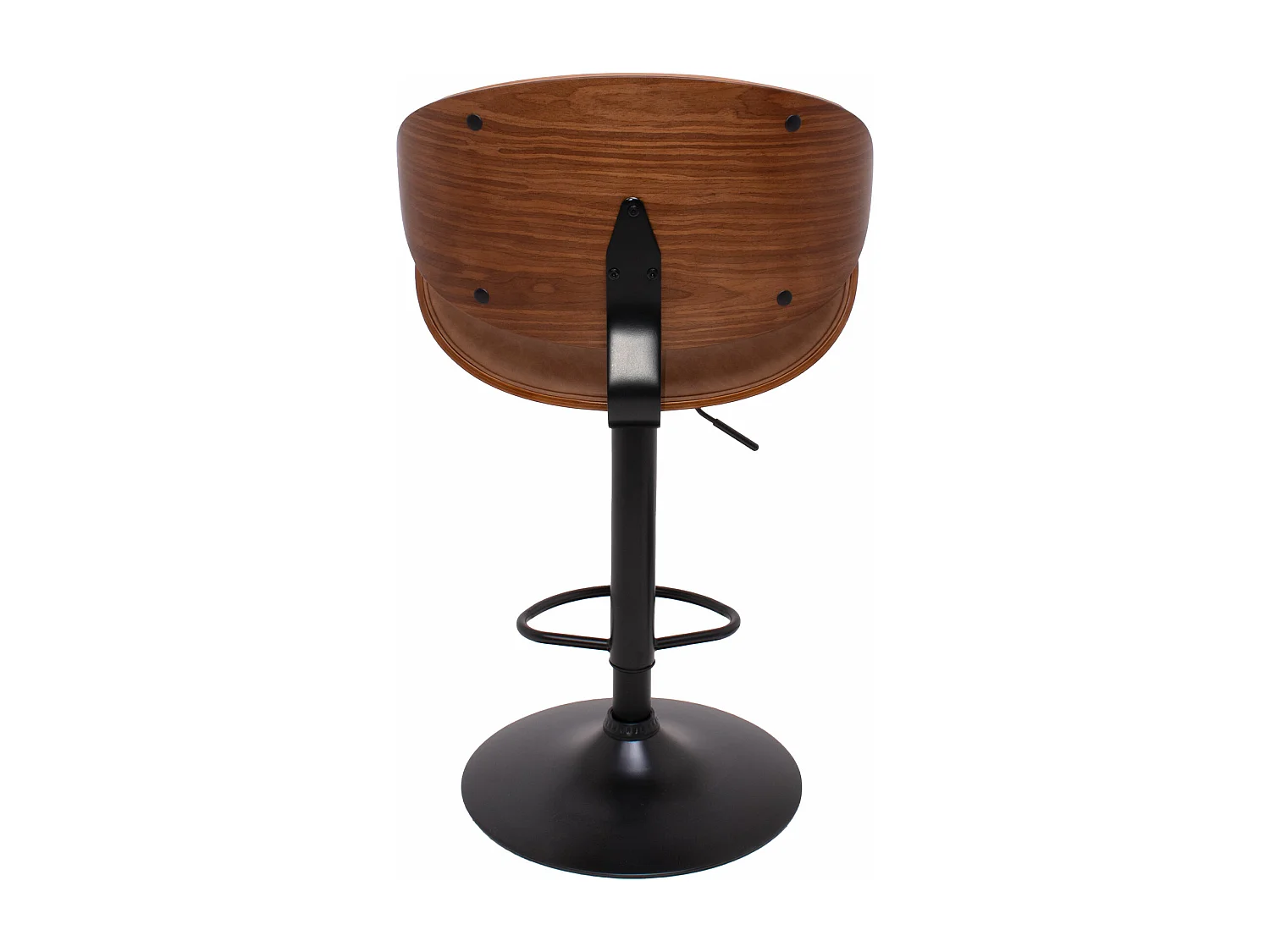 Glasgow - Juego de 2 taburetes de bar tapizados 52,5x94/115x40 cm en madera maciza y polipiel marrón