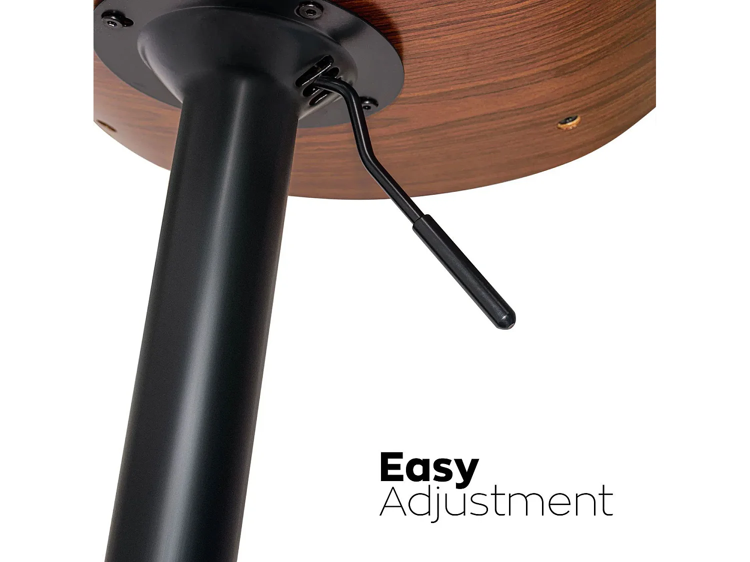 Glasgow - Conjunto de 2 bancos de bar estofados 52,5x94/115x40 cm em madeira maciça e imitação de couro castanho