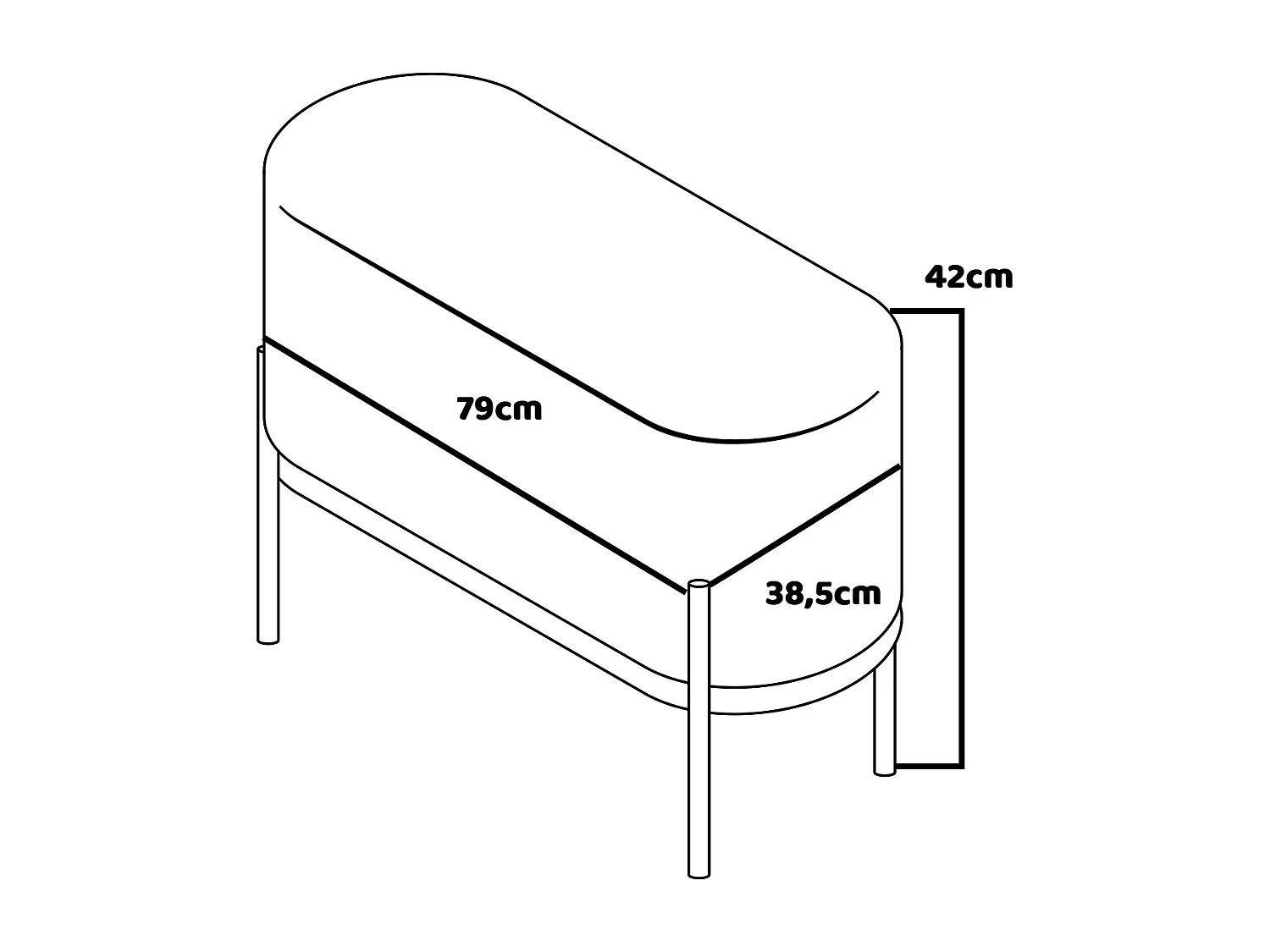 LIPSIA LETHERETTE - Pouf ovale en létherette