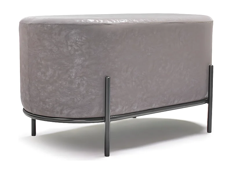 Lipsia Letherette - Pouf Ovale In Letherette Grigio