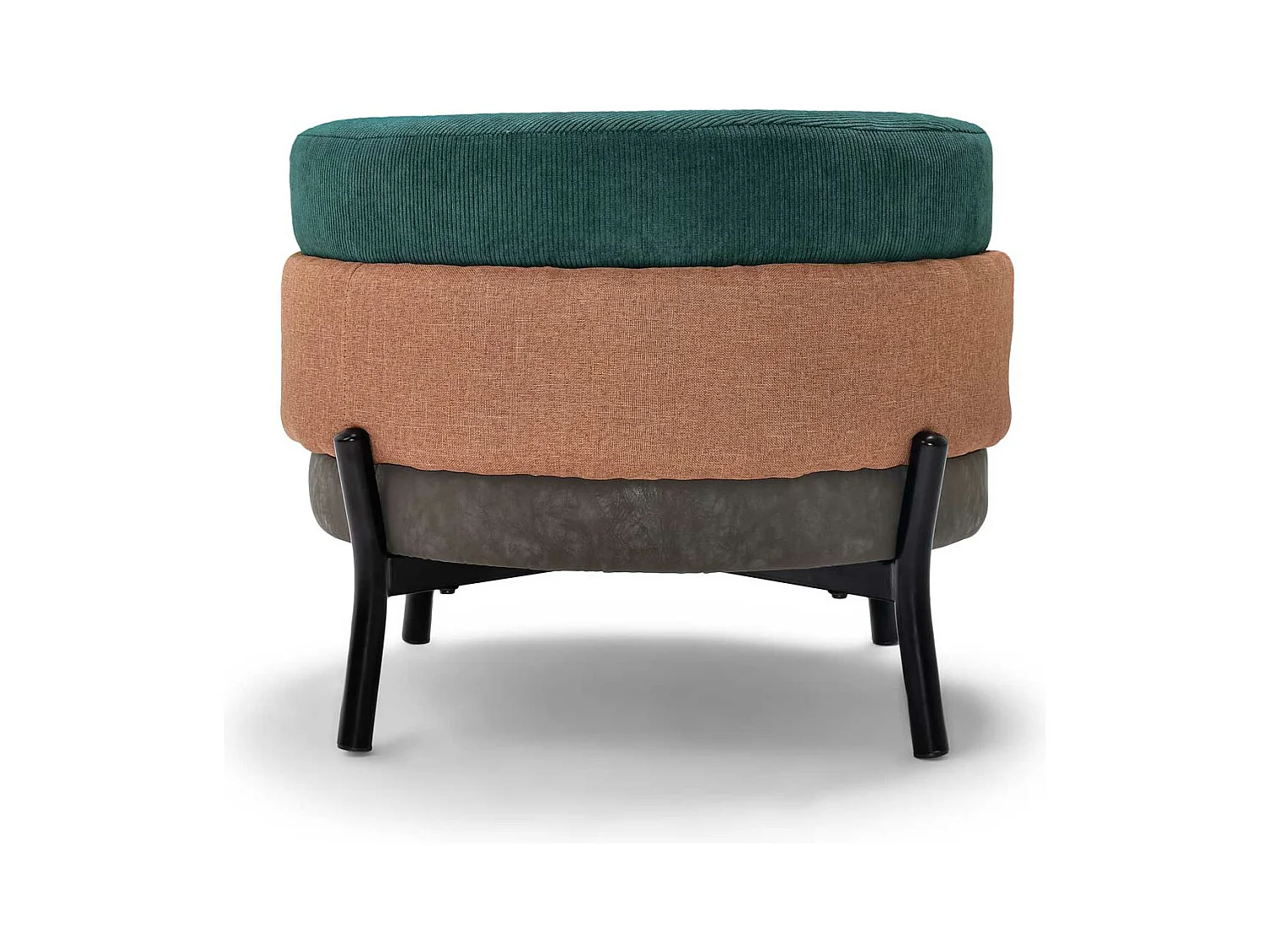HAMBURG - Pouf rond 3 places en PU/velours/tissu rose