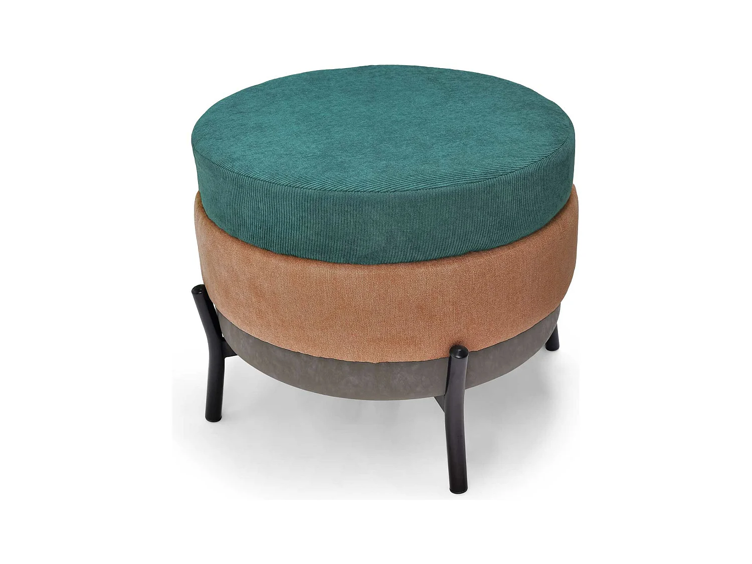 HAMBURG - Puf redondo de 3 plazas en PU/velvet/tela rosa