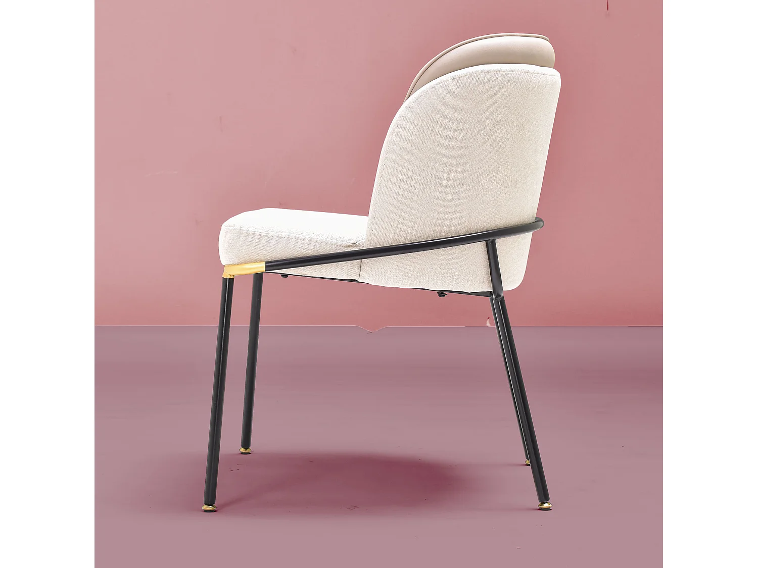 Thun - Set di 2 poltroncine di design in metallo, seduta in tessuto e schienale in letherette