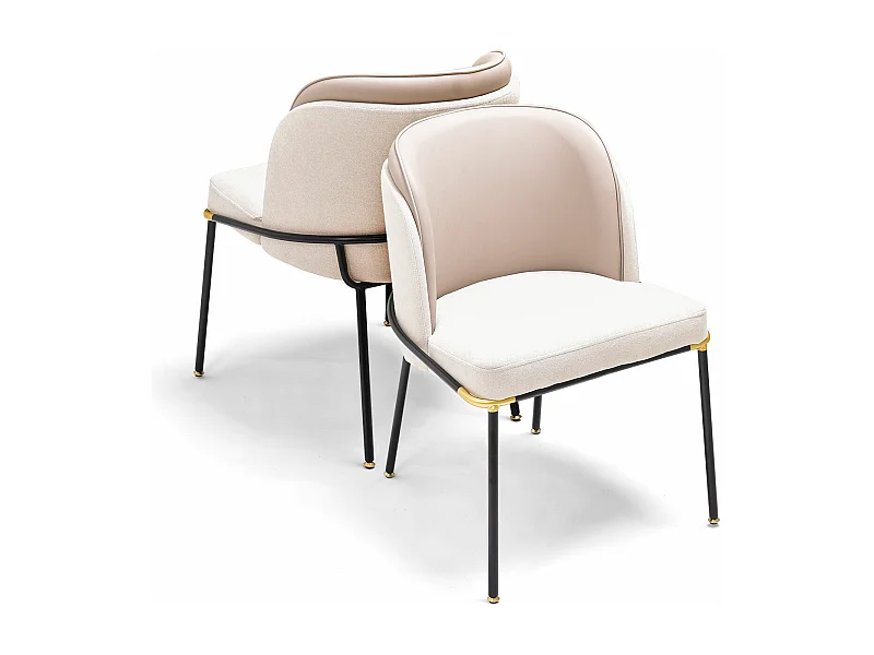 Thun - Set di 2 poltroncine di design in metallo, seduta in tessuto e schienale in letherette