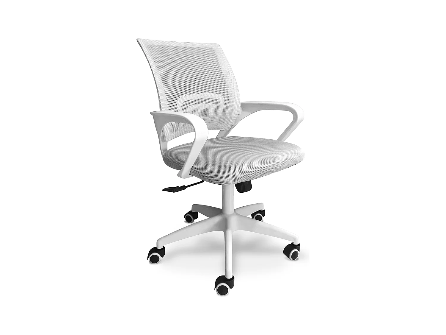 Lara - Chaise de bureau ergonomique à roulettes, réglable en hauteur - couleur blanc et gris