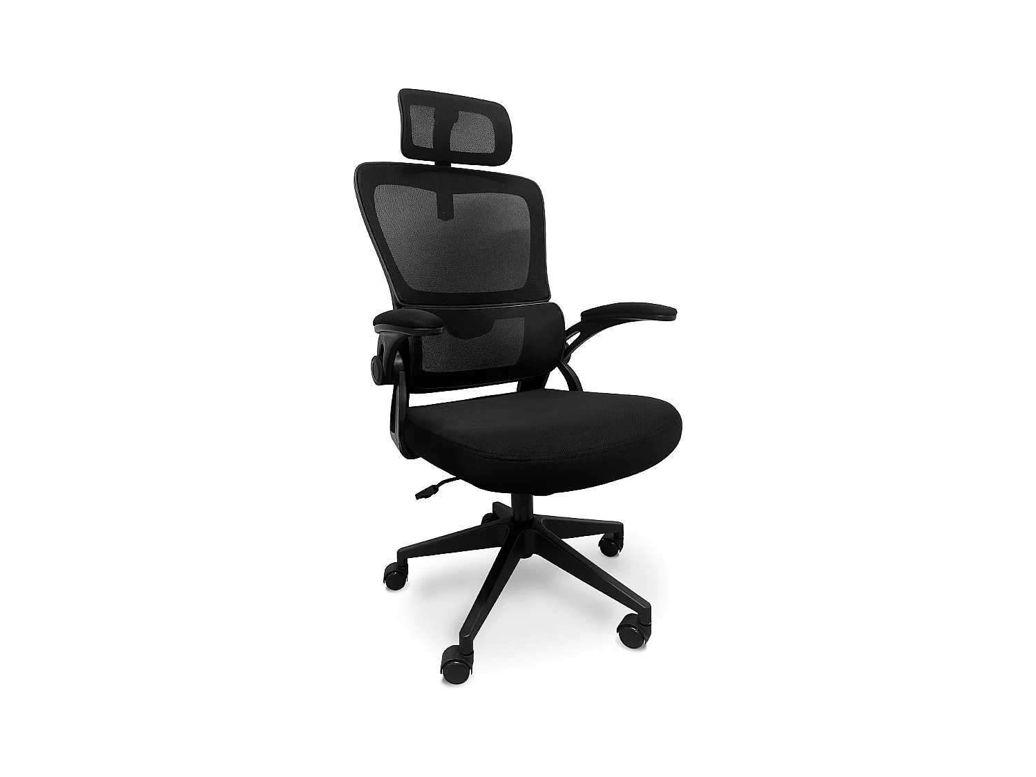 Lyn - Silla de oficina ergonómica altura ajustable, equipada con reposacabezas, acolchado lumbar y ruedas giratorias - color negro
