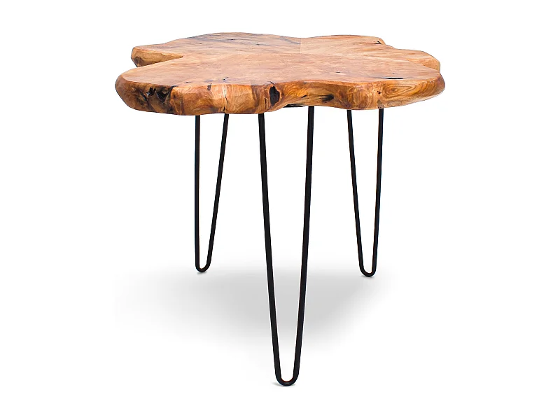 Orchidea - Table basse en bois de cèdre et fer forgé au design vintage