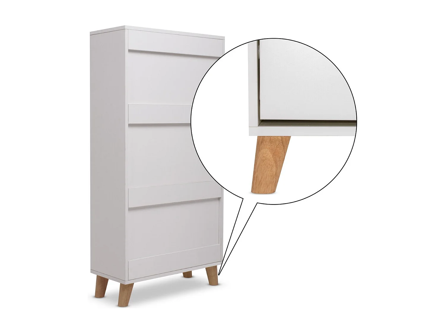 Plana - Scarpiera Salvaspazio 3 Ante 55x116x25 cm 18 Paia in Legno Bianco