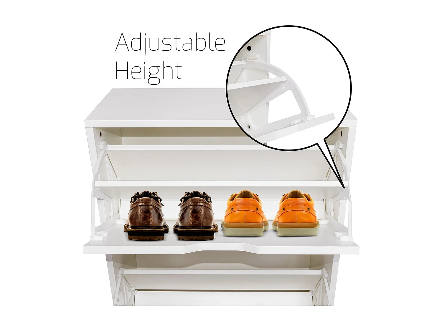 Plana - Scarpiera Salvaspazio 3 Ante 55x116x25 cm 18 Paia in Legno Bianco