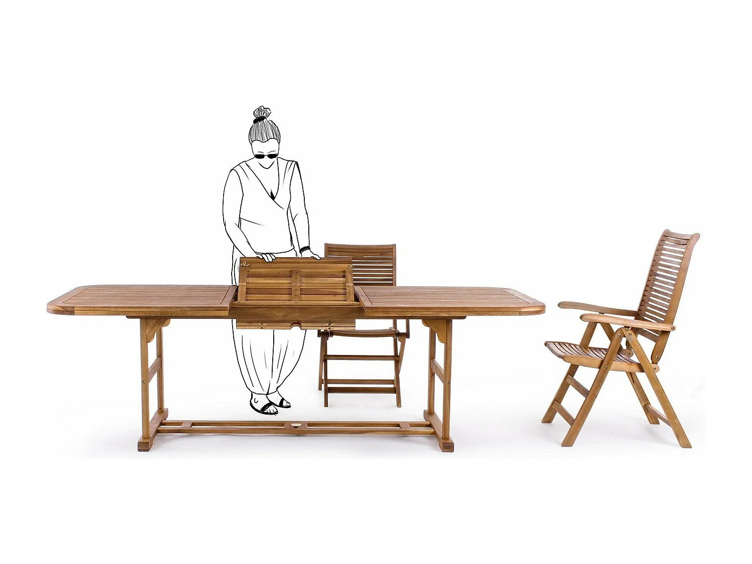 Fauteuil de jardin en acacia inclinable - CANCALE