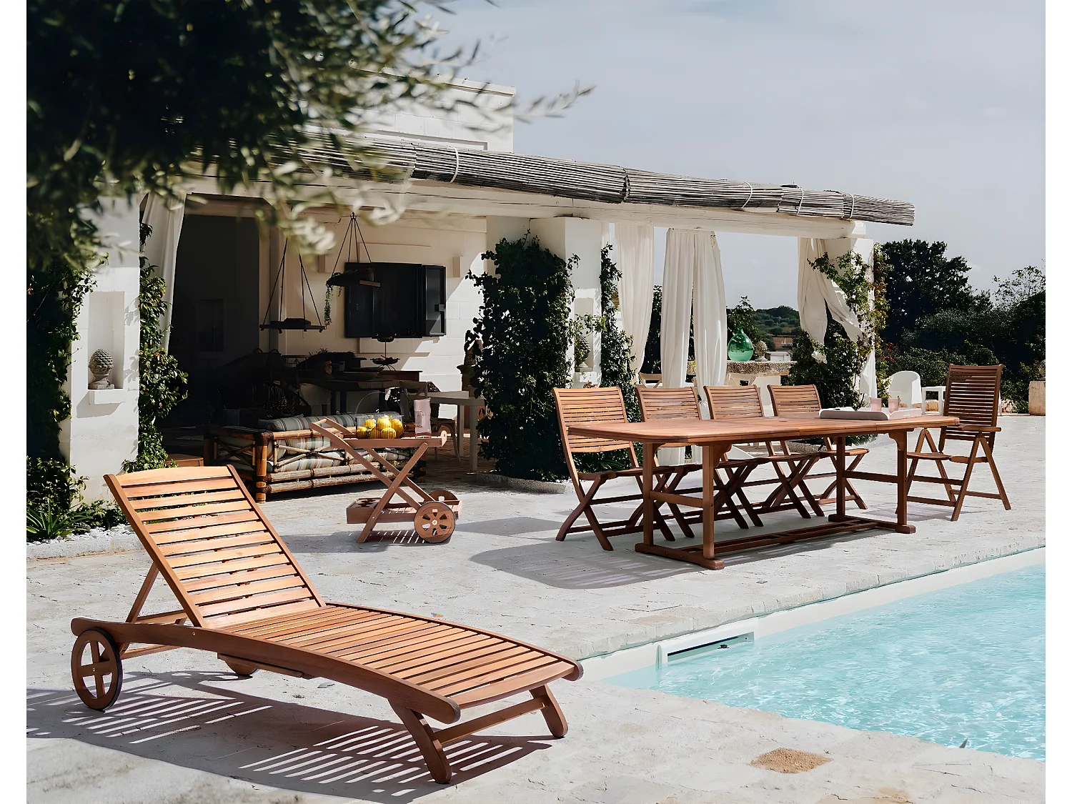 Fauteuil de jardin en acacia inclinable - CANCALE