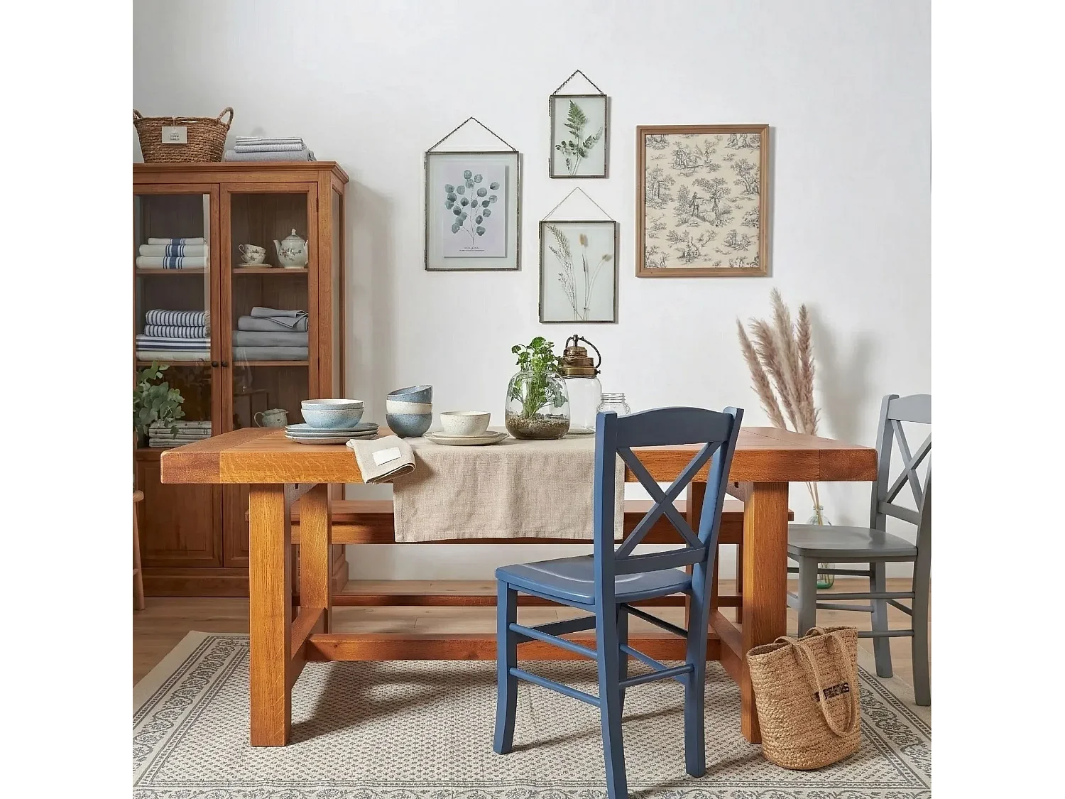 Table de ferme campagnarde bois chêne massif L180 - LA BRESSE