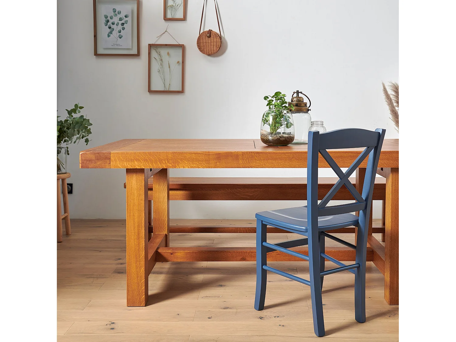 Table de ferme campagnarde bois chêne massif L180 - LA BRESSE