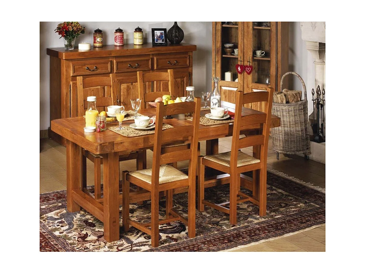 Table de ferme campagnarde bois chêne massif L180 - LA BRESSE