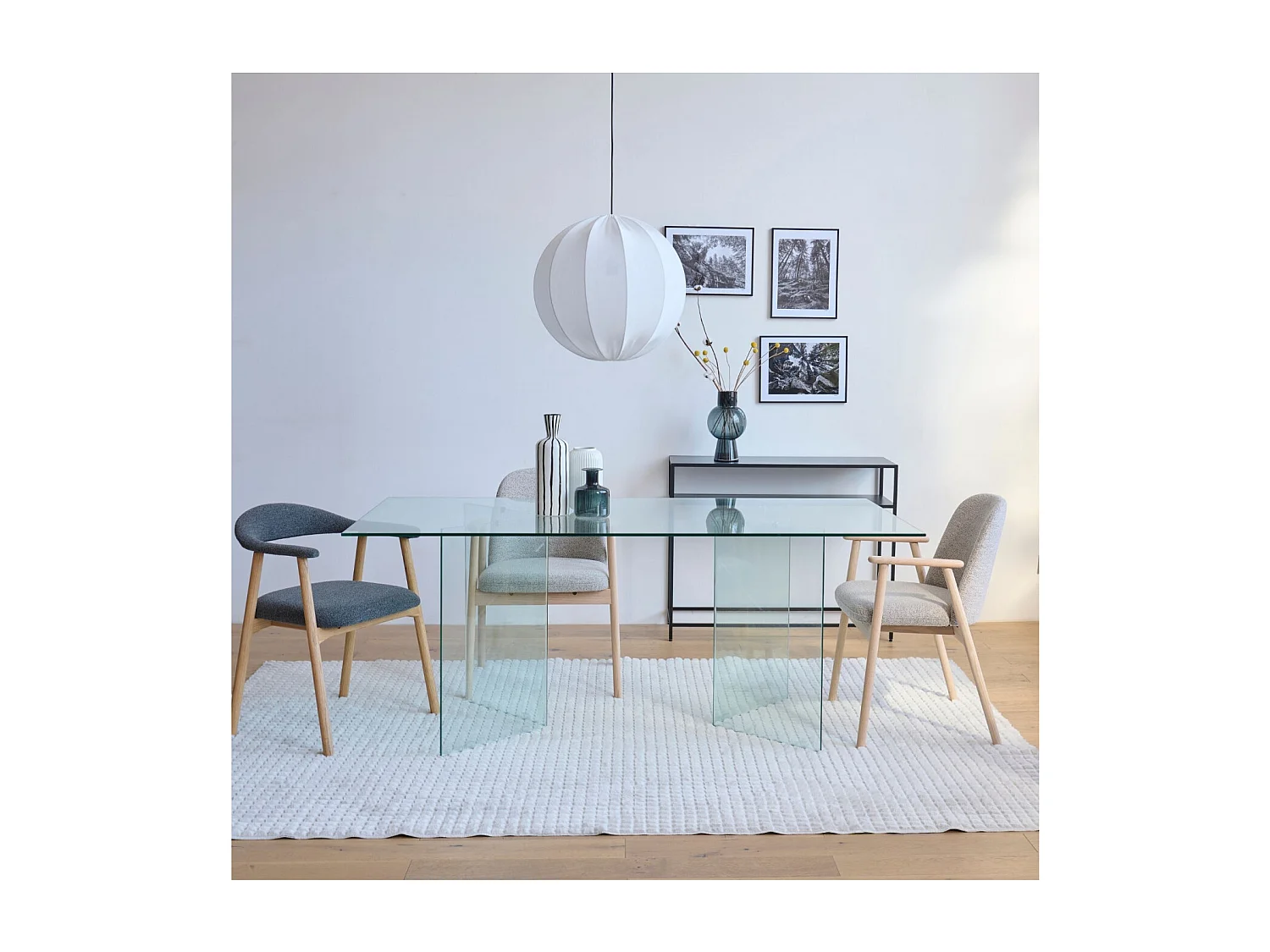 Table de salle à manger design rectangulaire en verre L180 - IDORA