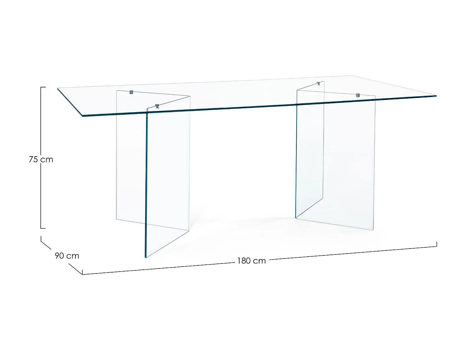 Table de salle à manger design rectangulaire en verre L180 - IDORA