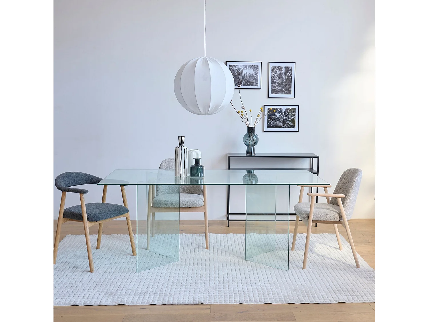 Table de salle à manger design rectangulaire en verre L180 - IDORA